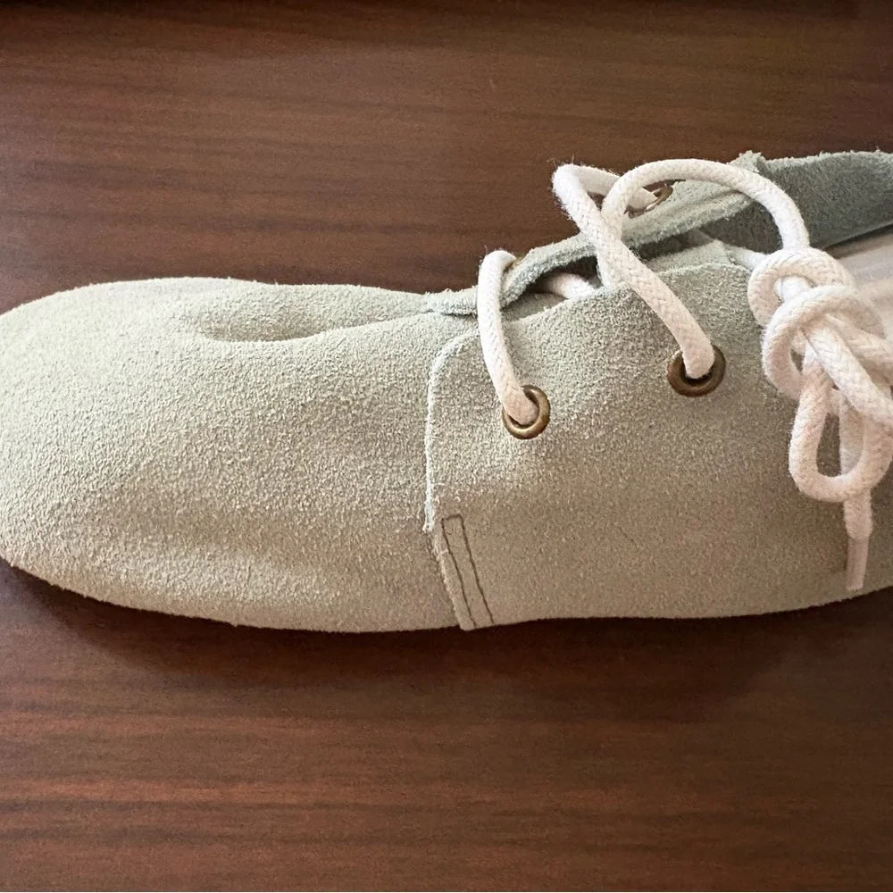 pf Flyers Kids Suede Lace-Up Dress Shoes in Light Sage